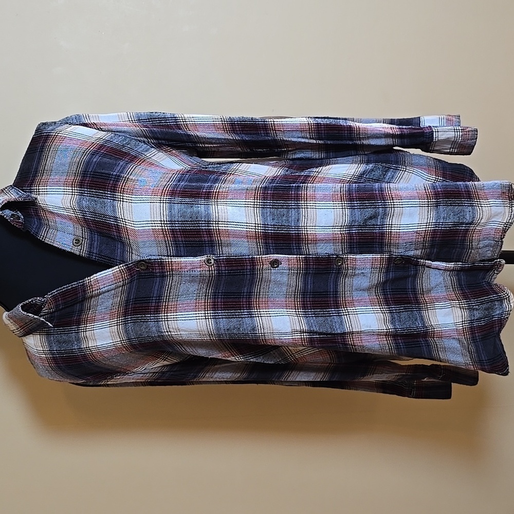 About A Girl Cabincore Multicolor Plaid Shirt M - Picture 3 of 5